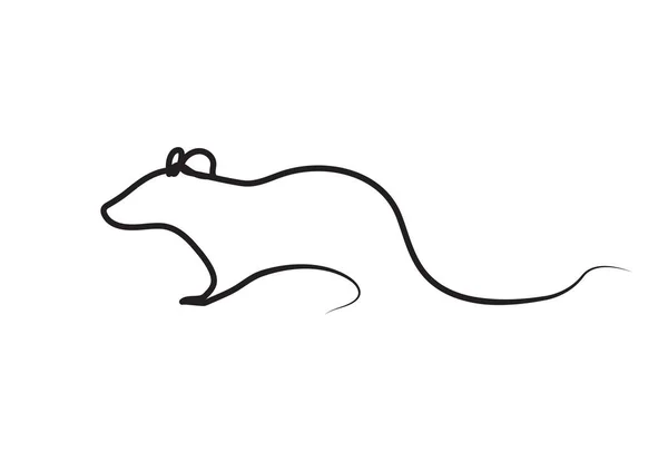 One Line Rat Design Silhouette Hand Drawn Mouse Minimalism Style - Stock Ve...