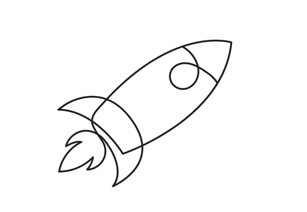 Vektor Start Eine Linie Stil Rakete Illustration — Stockvektor
