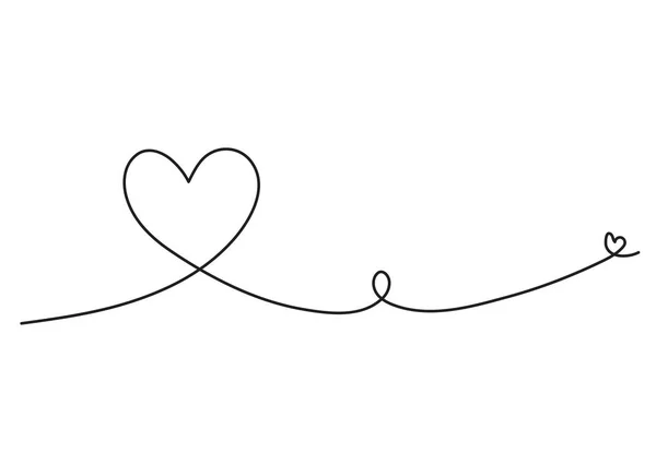Ligne Continue Dessinant Deux Cœurs Vecteur Noir Blanc Illustration Minimaliste — Image vectorielle