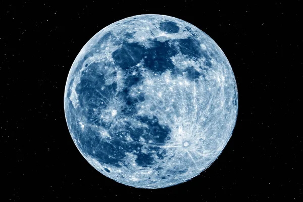 Εικόνα Δείχνει Μπλε Φεγγάρι Αστέρια Πάνω Από Την Πόλη Του — Φωτογραφία Αρχείου