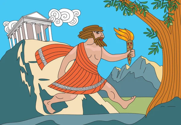 Боги Олимпа Греческие Мифы Легенды Прометей Украл Огонь Богов Олимпе — стоковый вектор