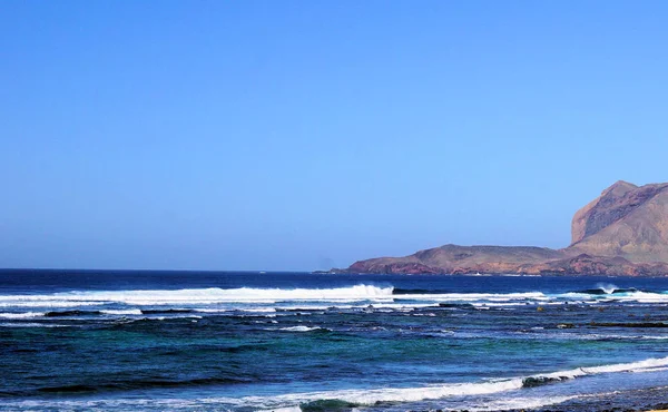 Canarische Eilanden Zeegezichten Kust Kliffen Golven Eiland Leven Flora Oceaan — Stockfoto