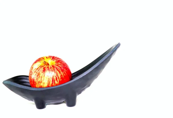 Jablko Izolovat Pozadí Bílém Plátně Ovocná Textura Červená Barva — Stock fotografie