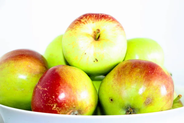 Pommes Jardin Rouge Vert Dans Vase Blanc Pomme — Photo