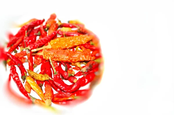 Horké Koření Chilli Paprika Aromatické Složky Bílém Pozadí Vitamíny Pro — Stock fotografie