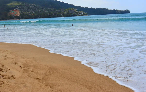 Tropikalna Plaża Palmami Piasek Fale Raj Wakacje Nad Morzem Boże — Zdjęcie stockowe