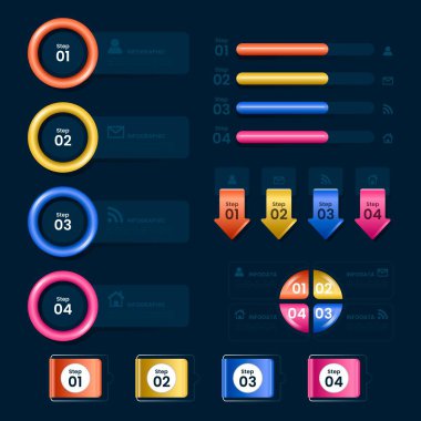 Gerçekçi GLOSSY STEP INFOGRAPHIC TEMPLATI
