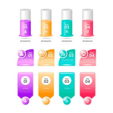 Gerçekçi GLOSSY STEP INFOGRAPHIC TEMPLATI