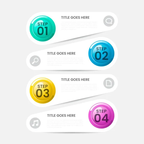 Modèle Étape Infographique Glossie Réalistique — Image vectorielle