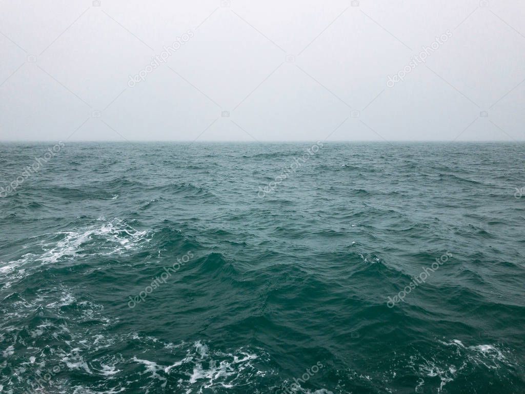 green water in the sea fog in Kara sea