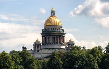 Saint Isaacs Katedrali manzaralı Kubbe, Neva Nehri, St. Petersburg, Rusya