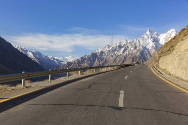 View on the new silk road National Highway 35 or China-Pakistan Friendship Highway. clipart