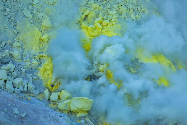 Siarkowy Przemysł Lokalny Kawah Ijen East Java Indonesia — Zdjęcie stockowe