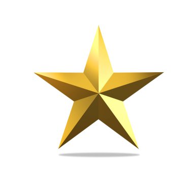 Altın Noel yıldızı beyaz arka plan üzerinde izole. En iyi görünümü yakın çekim altın yıldız render 