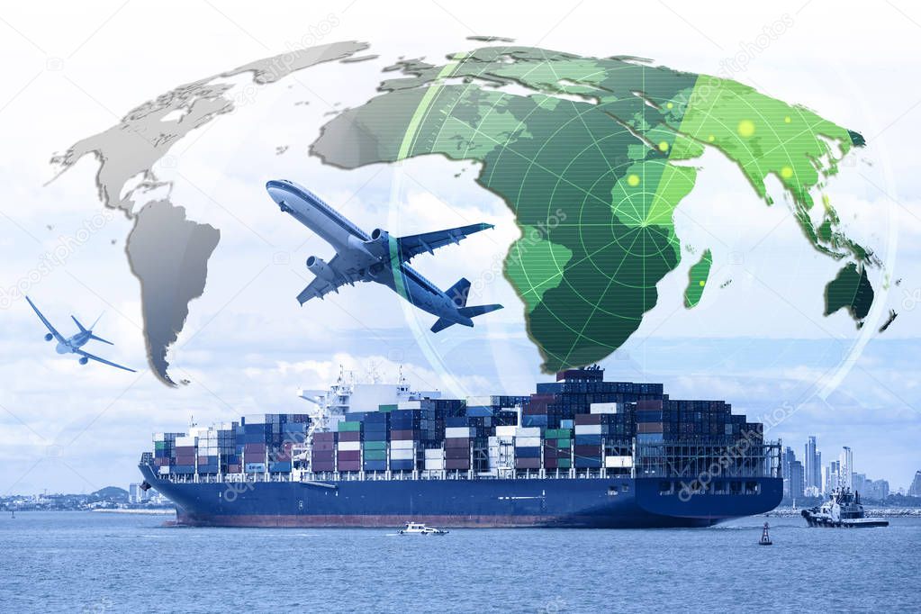 business of worldwide cargo transport or global business commerce concept or import-export commercial logistic ,shipping business industry (Elements of this image furnished by NASA)