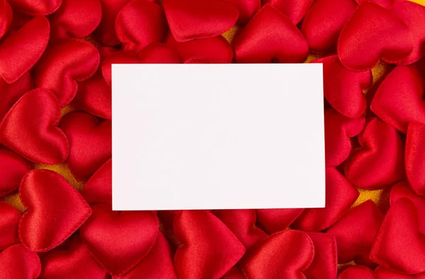 Corazones Rojos Con Tarjeta Fondo Del Día San Valentín —  Fotos de Stock