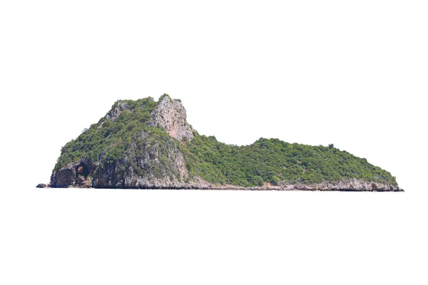 Gli alberi sull'isola e rocce scogliere. Isolato su dorso bianco — Foto Stock