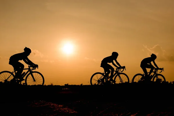 Silhouette Cycling Sunset Background — Stock Photo, Image