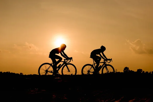 Silhouette Cycling Sunset Background — Stock Photo, Image