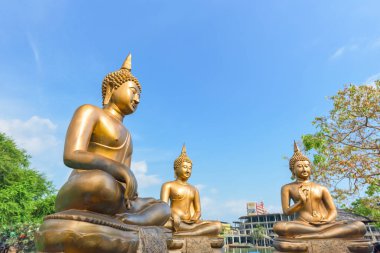 Colombo, Sri Lanka - 24 Mart 2016: Buda heykelleri Seema Malaka tapınağında Colombo, Sri Lanka.