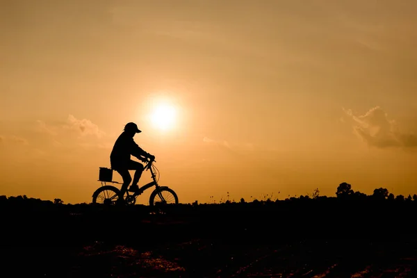 Silhouette Cycling Sunset Background — Stock Photo, Image