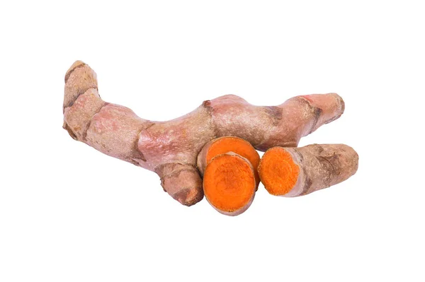 Radice Curcuma Fresca Isolata Sfondo Bianco Questo Percorso Ritaglio — Foto Stock