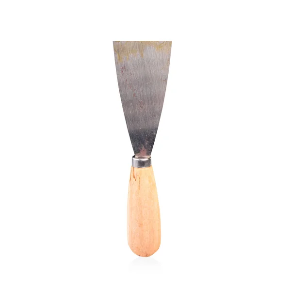 Steel Trowel Scraper Spatula Wooden Handle Isolated White Background Has — Stock Photo, Image