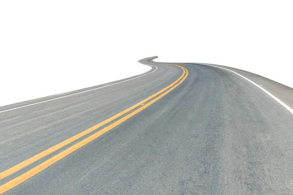 Black asphalt curved road isolated on white background. This has clipping path.