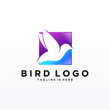 Soyut Kuş Logosu tasarım vektör şablonu. Creative Dove Logotype iş teknolojisi konsept simgesi simgesi.