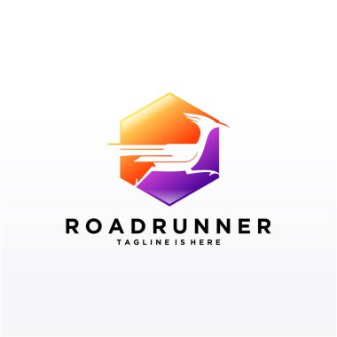 Roadrunner kuş soyut minimal basit geometrik logo tasarım şablonu silueti beyaz arkaplan izole