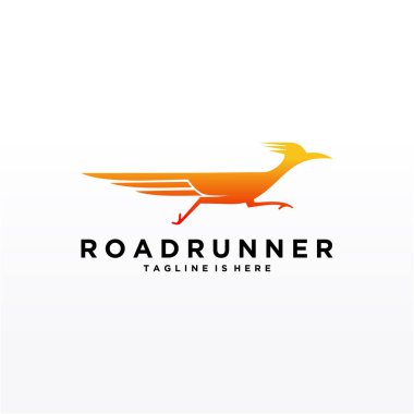 Roadrunner kuş soyut minimal basit geometrik logo tasarım şablonu silueti beyaz arkaplan izole
