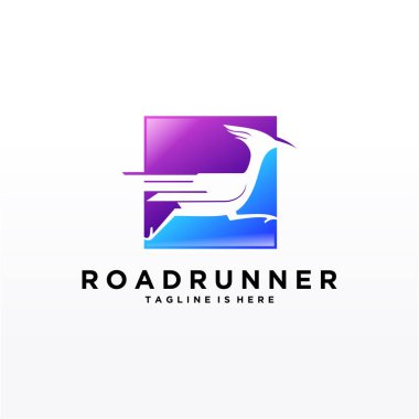 Roadrunner kuş soyut minimal basit geometrik logo tasarım şablonu silueti beyaz arkaplan izole