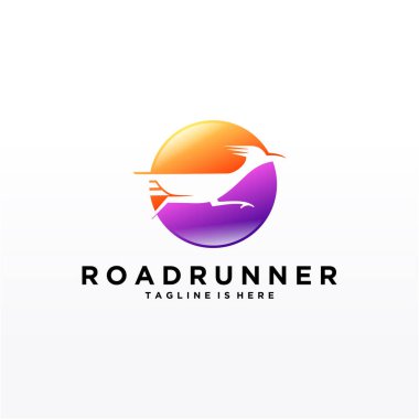 Roadrunner kuş soyut minimal basit geometrik logo tasarım şablonu silueti beyaz arkaplan izole