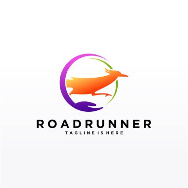 Roadrunner kuş soyut minimal basit geometrik logo tasarım şablonu silueti beyaz arkaplan izole