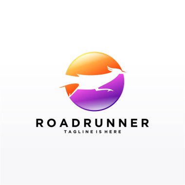 Roadrunner kuş soyut minimal basit geometrik logo tasarım şablonu silueti beyaz arkaplan izole