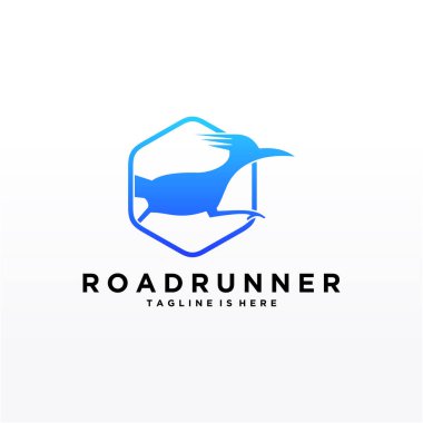 Roadrunner kuş soyut minimal basit geometrik logo tasarım şablonu silueti beyaz arkaplan izole