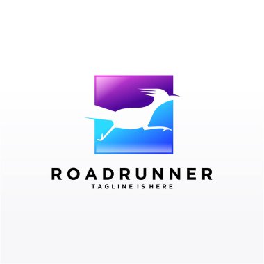 Roadrunner kuş soyut minimal basit geometrik logo tasarım şablonu silueti beyaz arkaplan izole