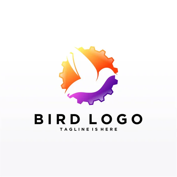 Plantilla Vectorial Diseño Abstracto Bird Logo Icono Símbolo Concepto Tecnología — Vector de stock