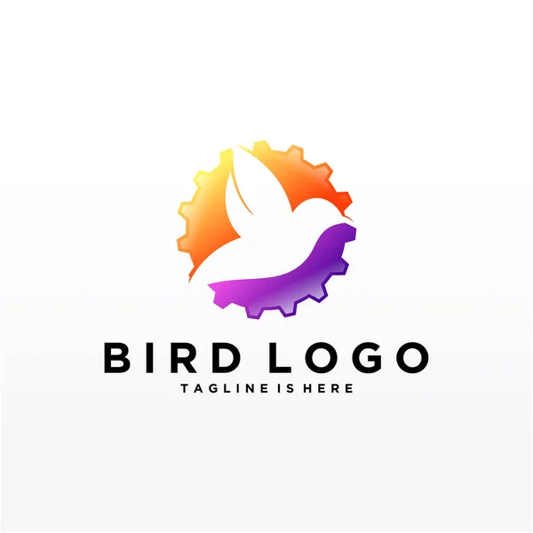 Plantilla Vectorial Diseño Abstracto Bird Logo Icono Símbolo Concepto Tecnología — Vector de stock