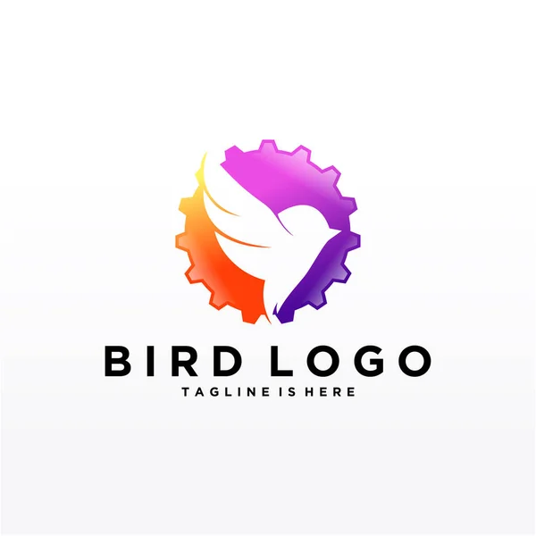 Plantilla Vectorial Diseño Abstracto Bird Logo Icono Símbolo Concepto Tecnología — Vector de stock