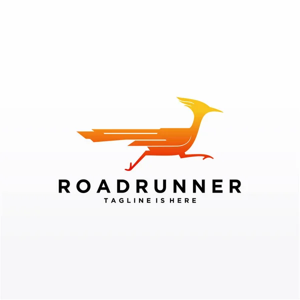 Roadrunner kuş soyut minimal basit geometrik logo tasarım şablonu silueti beyaz arkaplan izole