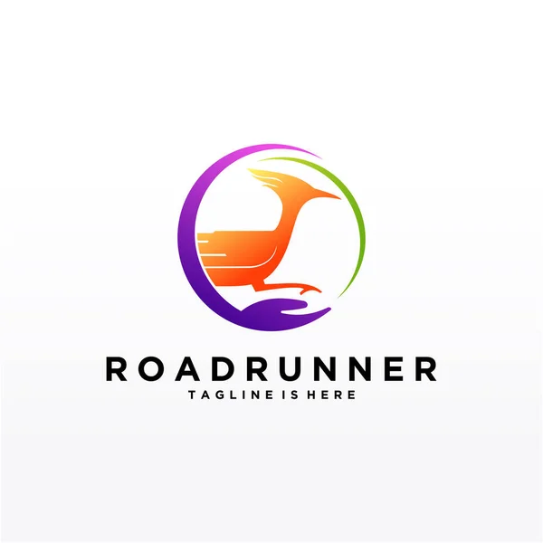 Roadrunner Pájaro Abstracto Minimalista Diseño Geométrico Simple Icono Plantilla Silueta — Vector de stock
