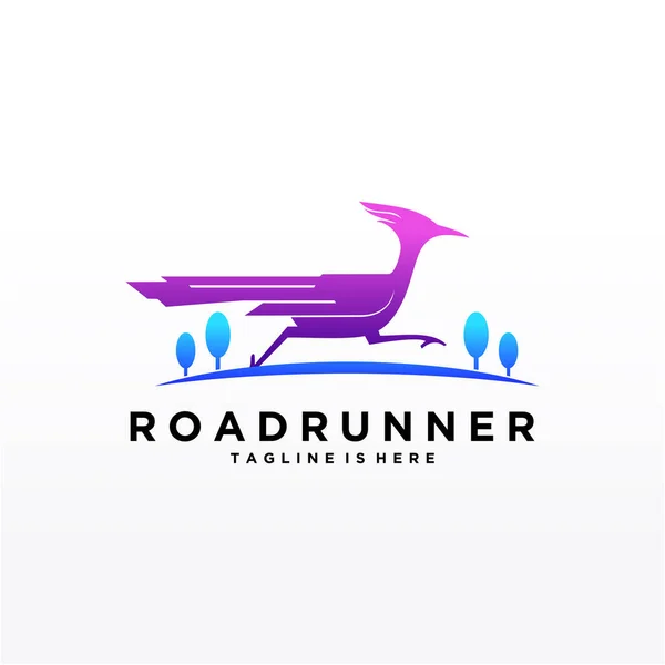 Roadrunner Kuş Soyut Minimal Basit Geometrik Logo Tasarım Şablonu Silueti — Stok Vektör