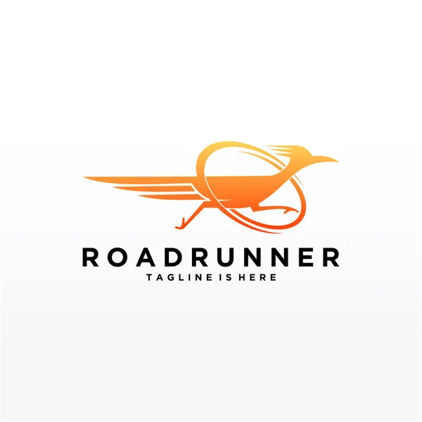 Roadrunner kuş soyut minimal basit geometrik logo tasarım şablonu silueti beyaz arkaplan izole