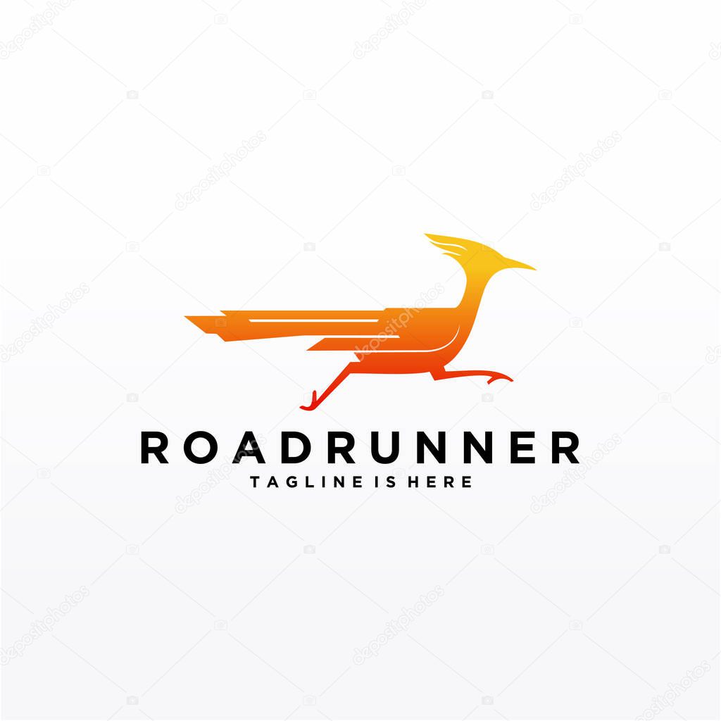 Roadrunner bird abstract minimal simple geometric logo design icon template silhouette isolated with white background