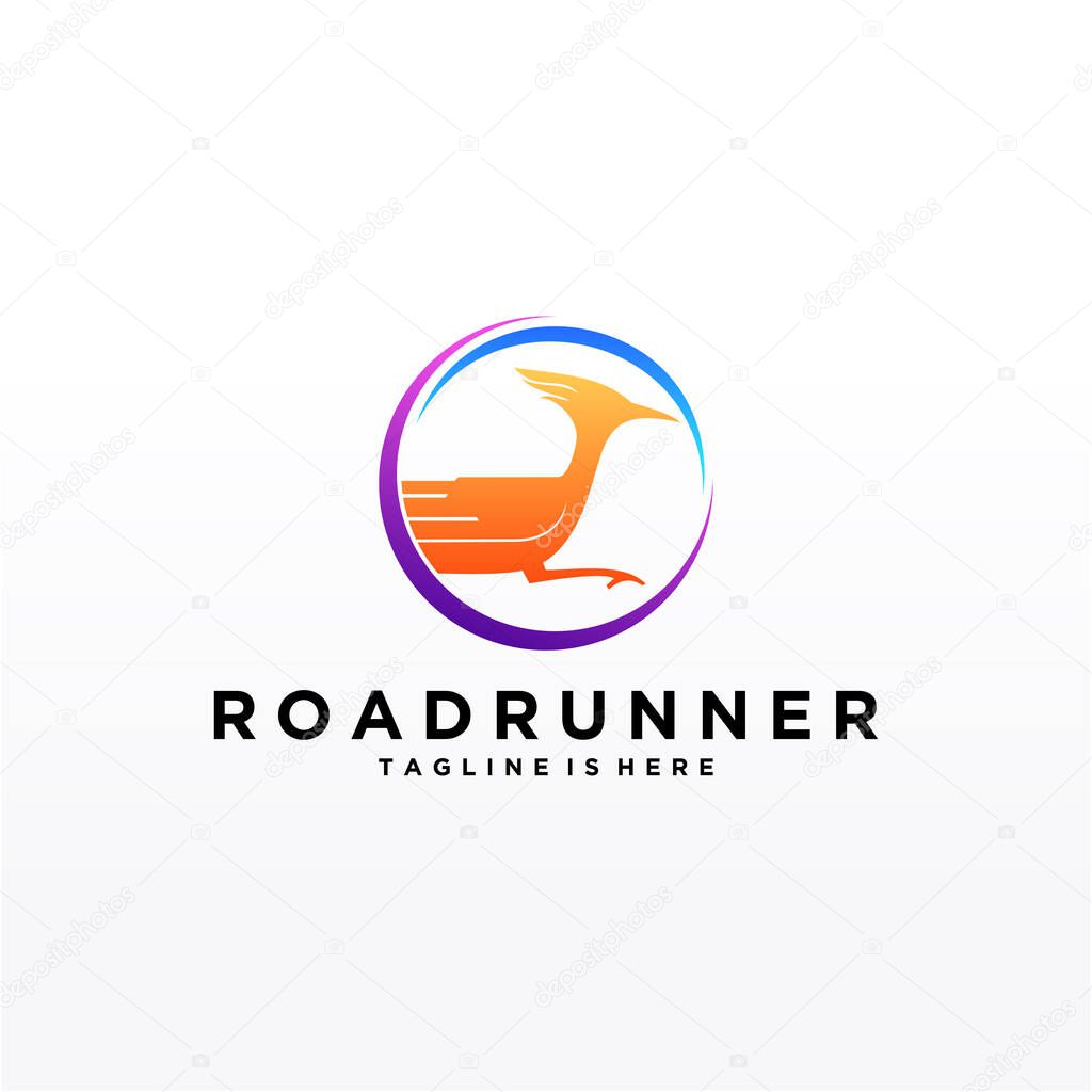 Roadrunner bird abstract minimal simple geometric logo design icon template silhouette isolated with white background