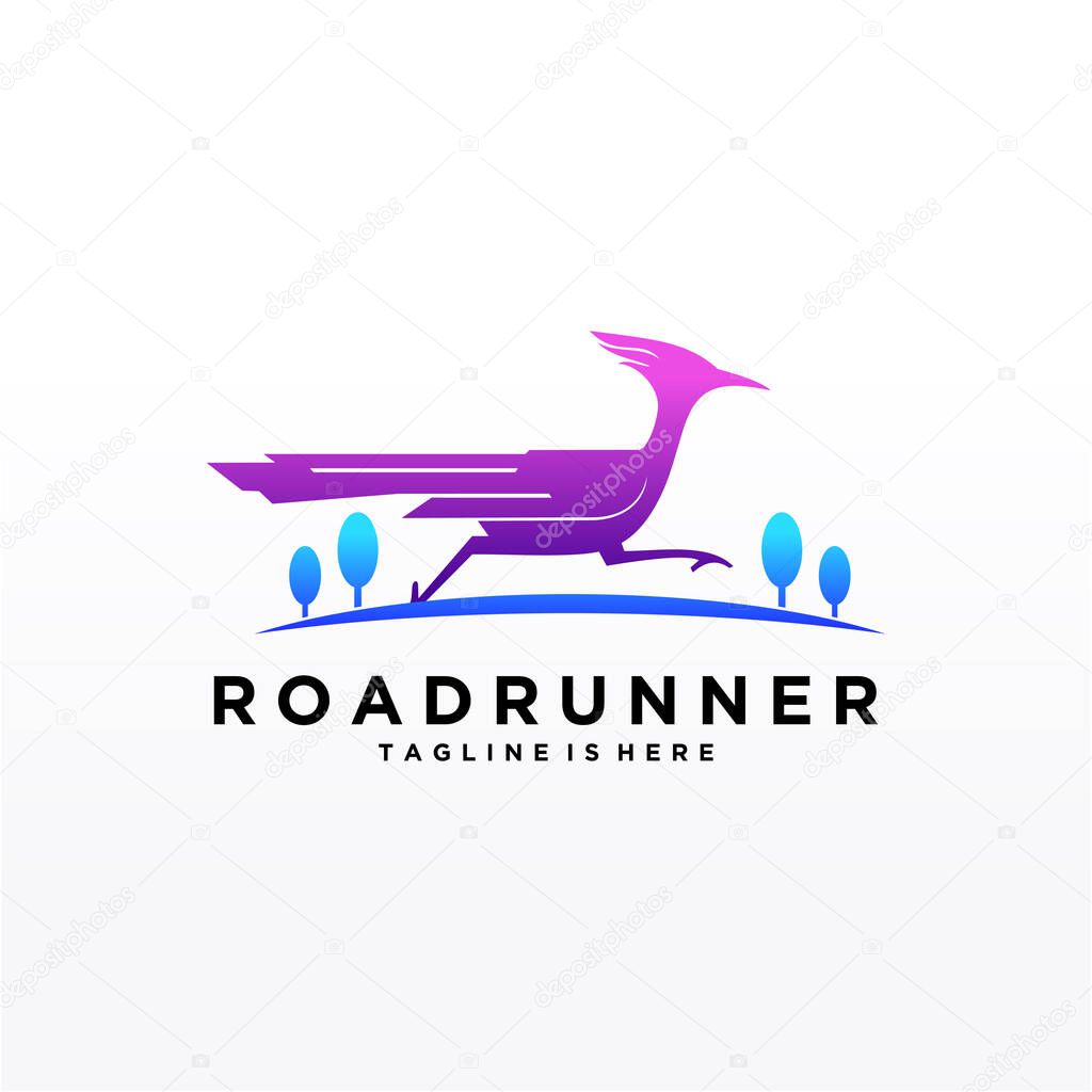 Roadrunner bird abstract minimal simple geometric logo design icon template silhouette isolated with white background