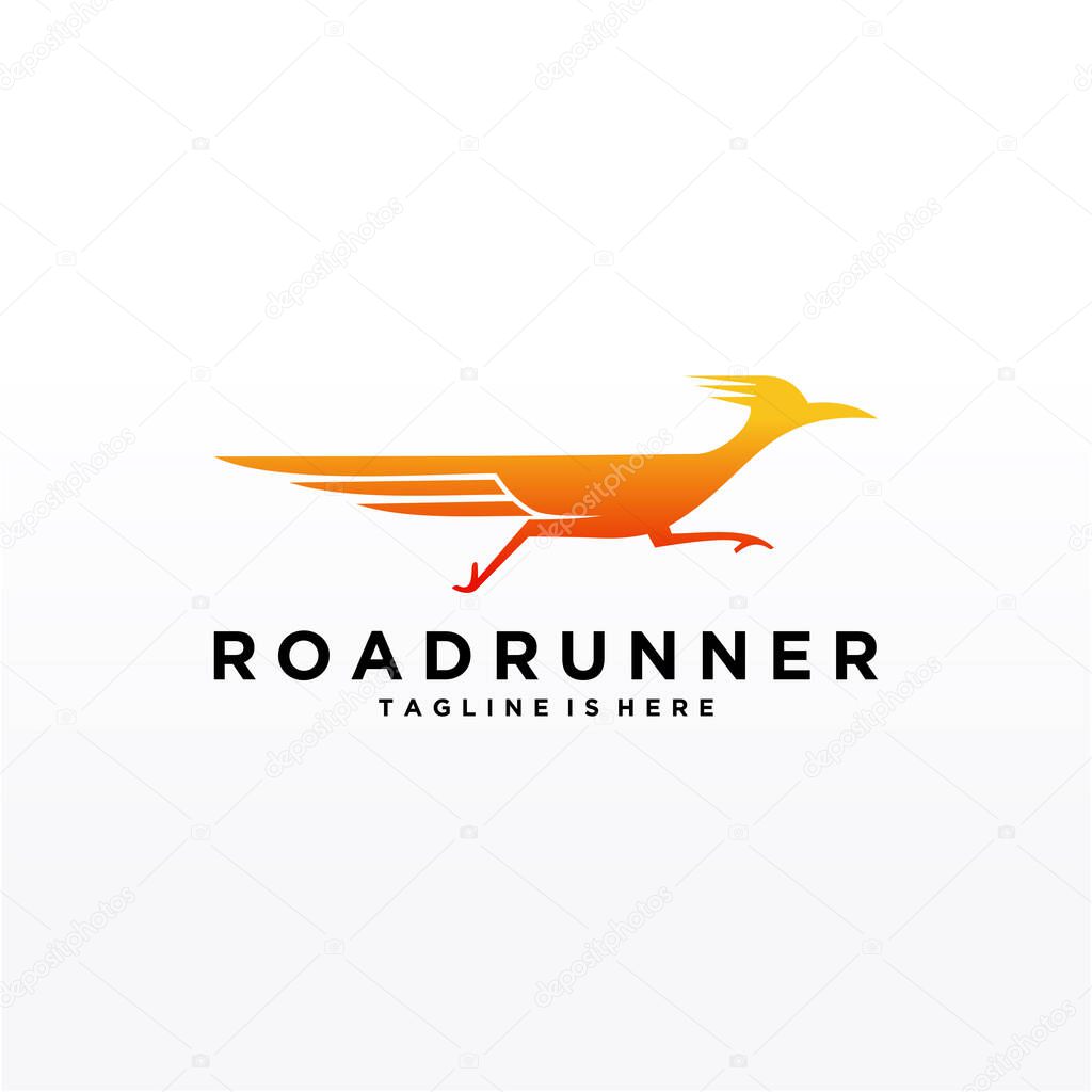 Roadrunner bird abstract minimal simple geometric logo design icon template silhouette isolated with white background