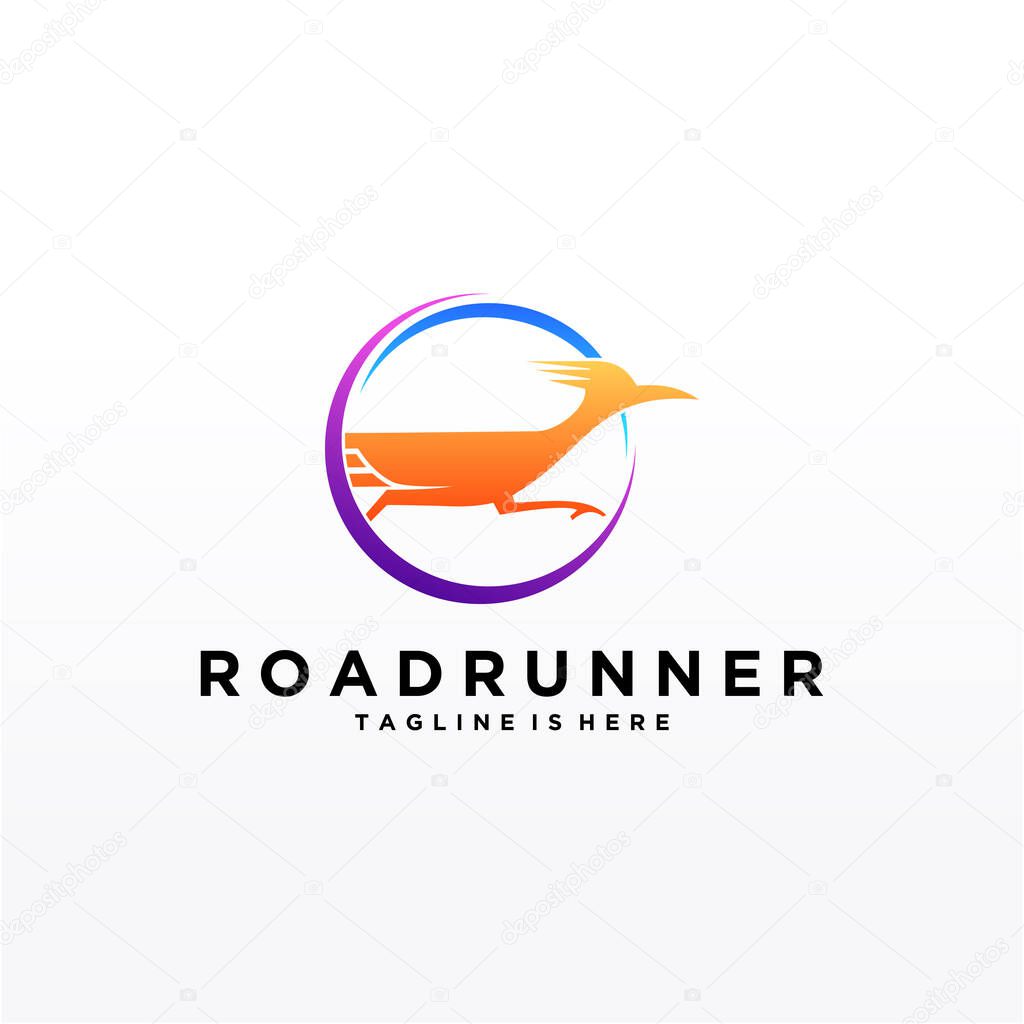 Roadrunner bird abstract minimal simple geometric logo design icon template silhouette isolated with white background