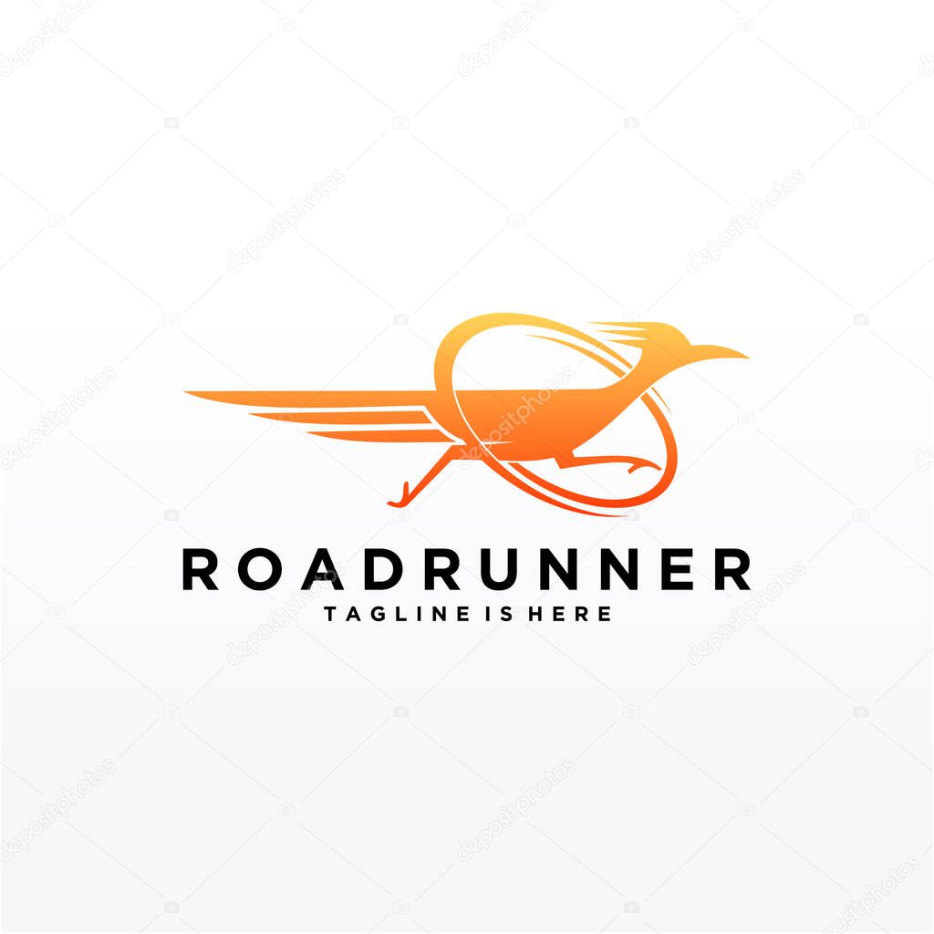 Roadrunner bird abstract minimal simple geometric logo design icon template silhouette isolated with white background